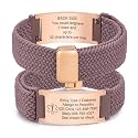 VNOX Medical Alert Id Bracelet for Men Women, Custom Engraving Elastic Braided Stretchy Loop Emergency Survival Medic Bracelets Wristband Loop Band with Removeable Tag