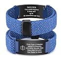 VNOX Medical Alert Id Bracelet for Men Women, Custom Engraving Elastic Braided Stretchy Loop Emergency Survival Medic Bracelets Wristband Loop Band with Removeable Tag
