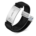 VNOX Medical Alert Id Bracelet for Men Women, Custom Engraving Elastic Braided Stretchy Loop Emergency Survival Medic Bracelets Wristband Loop Band with Removeable Tag