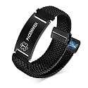 VNOX Medical Alert Id Bracelet for Men Women, Custom Engraving Elastic Braided Stretchy Loop Emergency Survival Medic Bracelets Wristband Loop Band with Removeable Tag