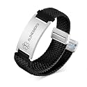 VNOX Medical Alert Id Bracelet for Men Women, Custom Engraving Elastic Braided Stretchy Loop Emergency Survival Medic Bracelets Wristband Loop Band with Removeable Tag