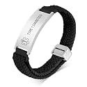 VNOX Medical Alert Id Bracelet for Men Women, Custom Engraving Elastic Braided Stretchy Loop Emergency Survival Medic Bracelets Wristband Loop Band with Removeable Tag