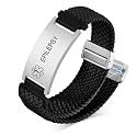 VNOX Medical Alert Id Bracelet for Men Women, Custom Engraving Elastic Braided Stretchy Loop Emergency Survival Medic Bracelets Wristband Loop Band with Removeable Tag