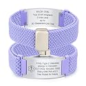 VNOX Medical Alert Id Bracelet for Men Women, Custom Engraving Elastic Braided Stretchy Loop Emergency Survival Medic Bracelets Wristband Loop Band with Removeable Tag