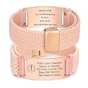 VNOX Medical Alert Id Bracelet for Men Women, Custom Engraving Elastic Braided Stretchy Loop Emergency Survival Medic Bracelets Wristband Loop Band with Removeable Tag