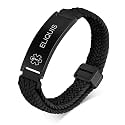 VNOX Medical Alert Id Bracelet for Men Women, Custom Engraving Elastic Braided Stretchy Loop Emergency Survival Medic Bracelets Wristband Loop Band with Removeable Tag