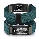 VNOX Medical Alert Id Bracelet for Men Women, Custom Engraving Elastic Braided Stretchy Loop Emergency Survival Medic Bracelets Wristband Loop Band with Removeable Tag
