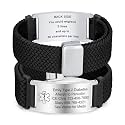 VNOX Medical Alert Id Bracelet for Men Women, Custom Engraving Elastic Braided Stretchy Loop Emergency Survival Medic Bracelets Wristband Loop Band with Removeable Tag