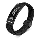 VNOX Medical Alert Id Bracelet for Men Women, Custom Engraving Elastic Braided Stretchy Loop Emergency Survival Medic Bracelets Wristband Loop Band with Removeable Tag