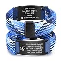 VNOX Medical Alert Id Bracelet for Men Women, Custom Engraving Elastic Braided Stretchy Loop Emergency Survival Medic Bracelets Wristband Loop Band with Removeable Tag