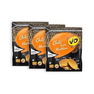 vo foods chili garlic round khakhra pack of 3 540g