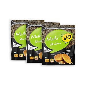 vo healthy foods methi round khakhra pack of 3 600g