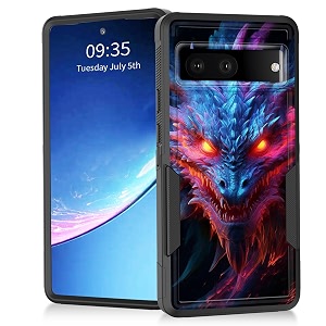 for pixel 7a caseheavy duty dual layer hybrid hard pc soft rubber shockproof protective rugged bumper case for google pixel 7a 6134angry dragon