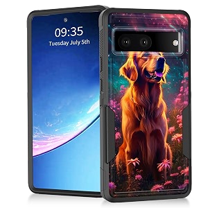 for pixel 7a caseheavy duty dual layer hybrid hard pc soft rubber shockproof protective rugged bumper case for google pixel 7a 6134cute golden retriever dog