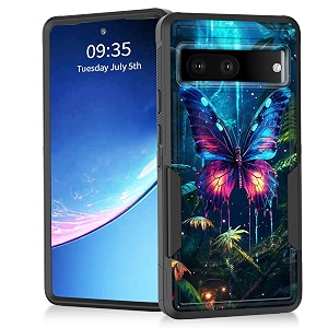 for pixel 7a caseheavy duty dual layer hybrid hard pc soft rubber shockproof protective rugged bumper case for google pixel 7a 6134fantasy butterfly