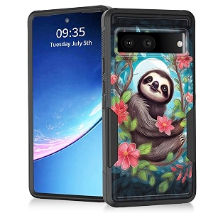 for pixel 7a caseheavy duty dual layer hybrid hard pc soft rubber shockproof protective rugged bumper case for google pixel 7a 6134cute sloth
