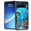 for Pixel 7a Case,Heavy Duty Dual Layer Hybrid Hard PC Soft Rubber Shockproof Protective Rugged Bumper Case for Google Pixel 7A 6.1",Underwater World Dolphins