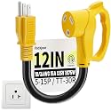 Vockjour 30 Amp to 110 RV Adapter Cord 12 Inch, STW 15A 125V, ETL Listed