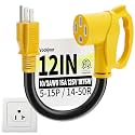 Vockjour 50 Amp to 110 RV Adapter Cord 12 Inch, STW 15A 125V, ETL Listed