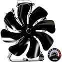 VODA Wood Stove Fan Heat Powered 8 Blades Fireplace Fans Non Electric, Heat Activated Thermal Fan for Wood Burning Stove/Log Burner, w Stove Accessories Thermometer