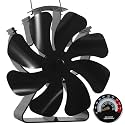 VODA Wood Stove Fan Heat Powered Fireplace Fans 8 Blades Non Electric, Heat Activated Thermal Fan for Wood Burning Stove/Log Burner, Stove Accessories Thermometer