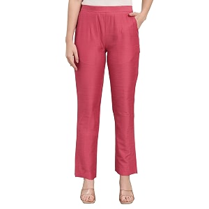 Vogaan Womens Cotton Silk Pant Half-Elasticated