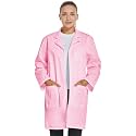 VOGRYE Womens Medical Lab Coat Three Pocket Long Sleeve Button Front White