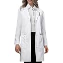 VOGRYE Womens Medical Lab Coat Three Pocket Long Sleeve Button Front White