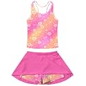 Vogseek Girls Swimsuit for Kids Pink Heart Pattern 2-Piece Bathing Suit for Girls Size 4 5 UPF 50+ Sleeveless Quick Dry Child Tankini Sets for Beach Surfing