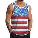 VOGSTART Mens Beach Tank Tops Summer Vacation Graphic Sleeveless Shirts