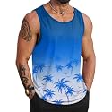 VOGSTART Mens Beach Tank Tops Summer Vacation Graphic Sleeveless Shirts