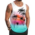 VOGSTART Mens Beach Tank Tops Summer Vacation Graphic Sleeveless Shirts