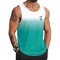 VOGSTART Mens Beach Tank Tops Summer Vacation Graphic Sleeveless Shirts