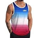 VOGSTART Mens Beach Tank Tops Summer Vacation Graphic Sleeveless Shirts