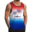 VOGSTART Mens Beach Tank Tops Summer Vacation Graphic Sleeveless Shirts