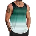 VOGSTART Mens Beach Tank Tops Summer Vacation Graphic Sleeveless Shirts