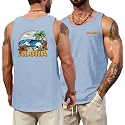 VOGSTART Mens Graphic Muscle Tank Top Beach Slub Cotton Sleeveless Shirts
