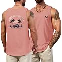 VOGSTART Mens Graphic Muscle Tank Top Beach Slub Cotton Sleeveless Shirts