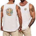 VOGSTART Mens Graphic Muscle Tank Top Beach Slub Cotton Sleeveless Shirts
