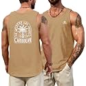 VOGSTART Mens Graphic Muscle Tank Top Beach Slub Cotton Sleeveless Shirts