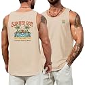 VOGSTART Mens Graphic Muscle Tank Top Beach Slub Cotton Sleeveless Shirts