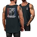VOGSTART Mens Graphic Muscle Tank Top Beach Slub Cotton Sleeveless Shirts