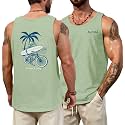VOGSTART Mens Graphic Muscle Tank Top Beach Slub Cotton Sleeveless Shirts