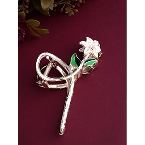 vogue hair accessories metal flower hair claw clip for girls and women set of 1 white_voguea_417