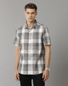 VOI JEANS Men Checkered Casual Grey Shirt