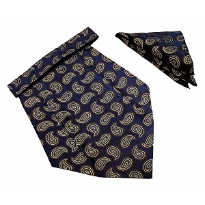voici france mens paisley cravat ascot necktie pocket square microfiber fabric free size