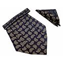 VOICI France Mens Paisley Cravat ascot NeckTie Pocket Square Microfiber Fabric Free Size