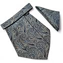 VOICI France Mens Paisley Cravat ascot NeckTie Pocket Square Microfiber Fabric Free Size