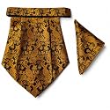 VOICI France Mens Paisley Cravat ascot NeckTie Pocket Square Microfiber Fabric Free Size