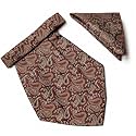 VOICI France Mens Paisley Cravat ascot NeckTie Pocket Square Microfiber Fabric Free Size
